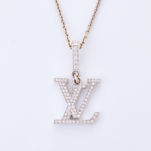 18ct White Gold, Louis Vuitton, 1.00ct Diamond Set Monogram Pendant with Box
