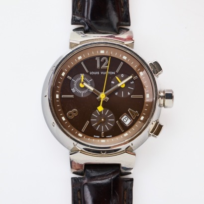Stainless Steel, 33mm Louis Vuitton,Tambour Ladies Quartz Chronograph Wristwatch
