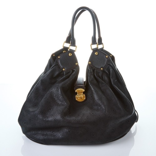 Louis Vuitton, Black Leather XL Mahina Bag with Box