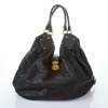 Louis Vuitton, Black Leather XL Mahina Bag with Box