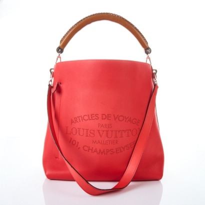 Louis Vuitton, Red Voyage Bagatelle Hobo with Box