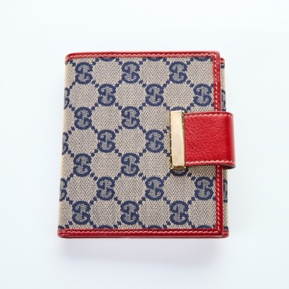 Gucci, GG Supreme Blue Bifold Wallet with Box