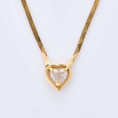 14ct Yellow Gold, Heart Shape .35ct Diamond Solitaire Necklace