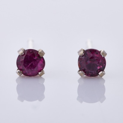 14ct White Gold, 3.3mm Ruby Stud Earrings