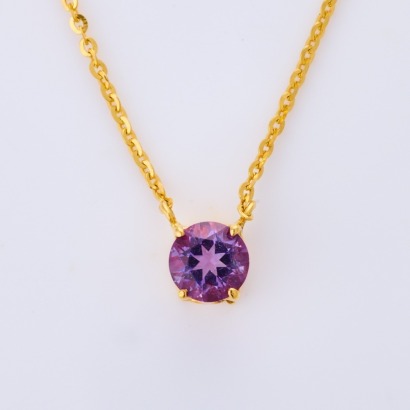 18ct Yellow Gold, Modern, 50cm Amethyst Necklace - Near new
