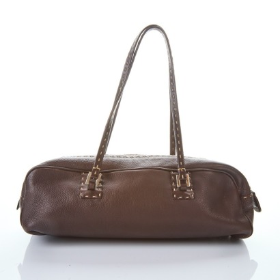 Fendi, Vintage, Brown Selleria Bauletto Bag