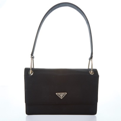 Prada, Vintage, Padded Black Nylon Shoulder Bag
