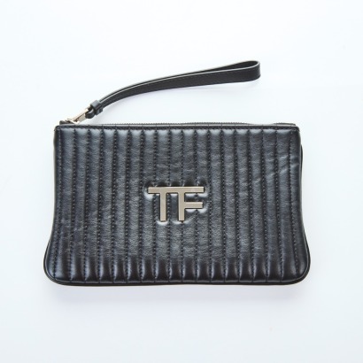 Tom Ford, Black Leather Quilted Clutch