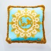Versace, 100% Silk, 45cm x 45cmTurquoise / Orange Printed Cushion