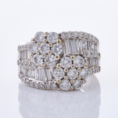 18ct White Gold, Modern, 3.64ct Diamond Dress Ring