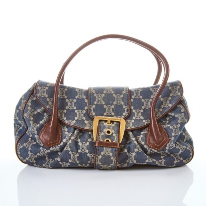 Celine, Vintage, Blue Denim Macadam Bag