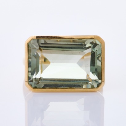 9ct Yellow Gold, Modern 14.40ct Prasiolite Ring - Near new