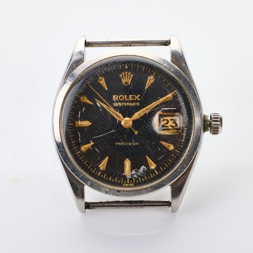 Stainless Steel 34mm Rolex, Oyster Date Precision ref:6294 Black Honeycomb Dial, circa 1955
