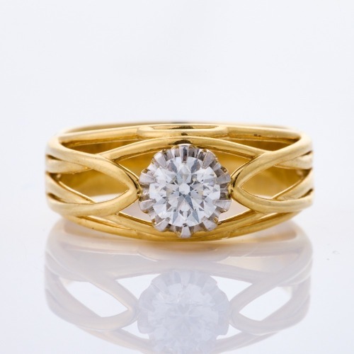 18ct Yellow Gold, Village Goldsmith, NZ Made, .54ct Diamond 'Vine' Ring