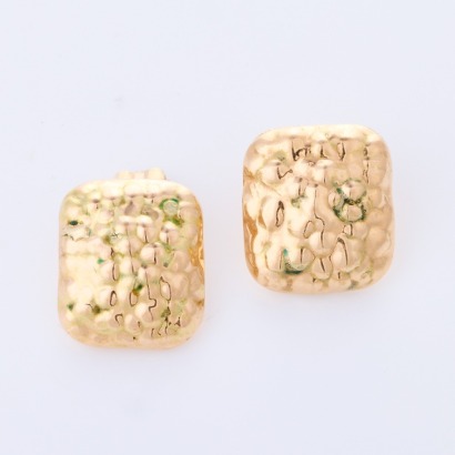 9ct Yellow Gold, 16mm x 13mm Hollow Textured Clip-on Earrings