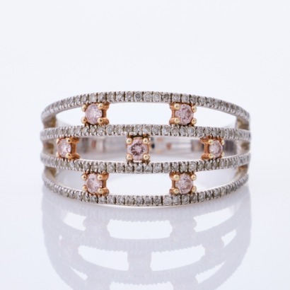 9ct White Gold, .18ct Pink Diamond /.32ct Diamond Dress Ring