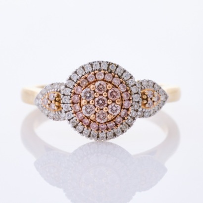 9ct Yellow Gold, .18ct Pink Diamond / .32ct Diamond Dress Ring