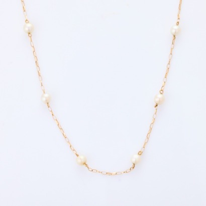 9ct Yellow Gold, 41cm, 4.74mm Akoya Pearl Necklace