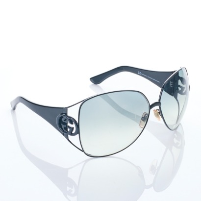 Gucci, Black Metal Frame Sunglasses with Case