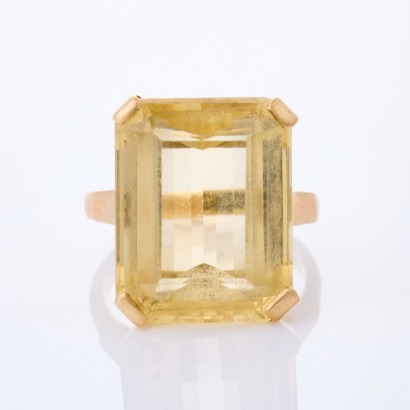 9ct Yellow Gold, Large, 17.3mm x 13.0mm Citrine Cocktail Ring