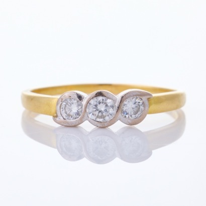 18ct Yellow Gold, Traditional, .53ct Three Stone Diamond Ring