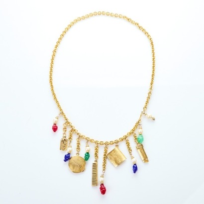 Moschino, Vintage, Gold-tone Chain Makeup Charm Belt