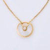 18ct Yellow Gold, Cartier, 12mm Mother of Pearl / .09ct Diamond Amulette Pendant on 40cm Chain