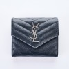 Yves Saint Laurent, Black Matelasse Leather Cassandre Trifold Wallet with Box