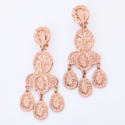 Oscar de La Renta, Rose Gold-tone Drop Clip Earrings