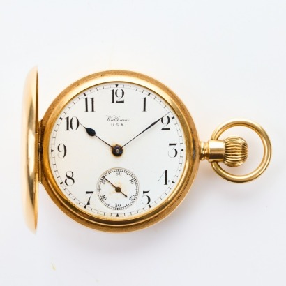 14ct Yellow Gold Cased, 49.5mm Waltham Traveller, Full Hunter Pocket Watch, circa 1917