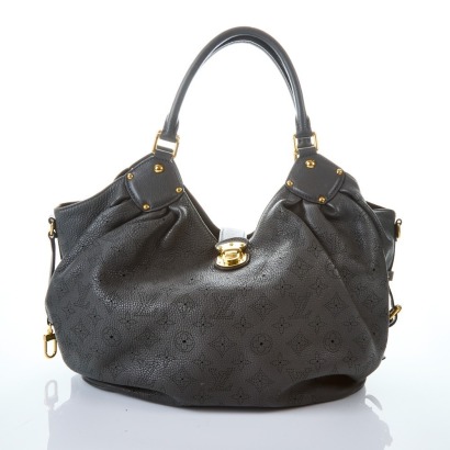 Louis Vuitton, Grey Leather Mahina Large Bag
