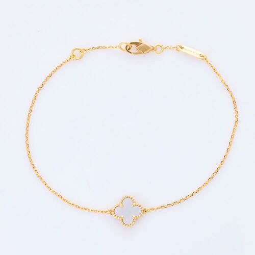 Vancleef & Arpels, 18ct Yellow Gold, Sweet Alhambra, Mother of Pearl Bracelet with Box - Near new