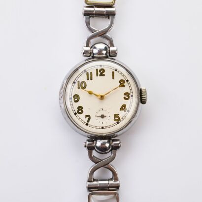 Stainless Steel, 32mm Rotary Trench Style Watch on Fancy Bracelet