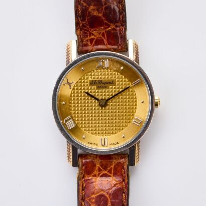 Stainless Steel / Gold-tone, 24.5mm S.T. Dupont Paris 199.21.3 Quartz Wristwatch