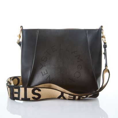 Stella McCartney, Black Logo Perforated Crossbody Bag