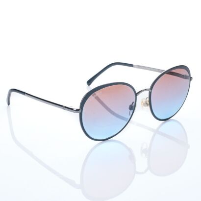 Chanel, Grey Metal Round CC Logo Sunglasses - 4206
