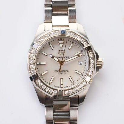 Stainless Steel, 34mm TAG Heuer Ladies Aquaracer Diamond Bezel Wristwatch