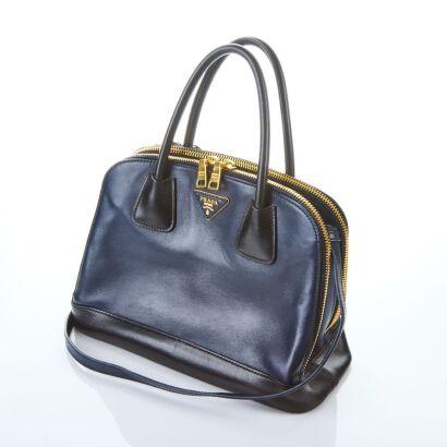 Prada, Baltico Nero Double Zip Tote Bag
