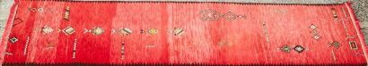 An Authentic Hand Knotted Berber 100% Wool Carpet Runner from Morocco