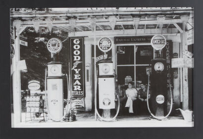A Print of a Gas Station