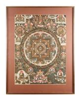 A Well Painted Old Tibetan Framed Thangka