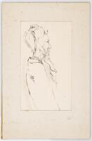 A Folder with Four Chinese Black Ink Drawings on Silk, Plus Distressed Prints