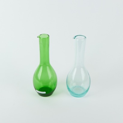 A Pair of Moroccan Handblown Glass Carafes