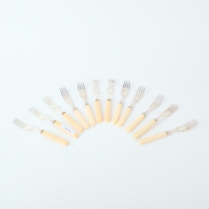 A Set of Twelve Vintage Bone Handle Forks