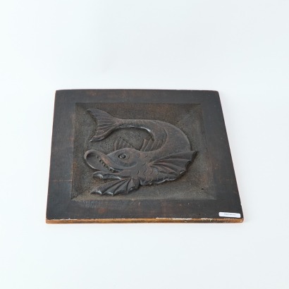 A Sea Serpent Carved Wooden Panel
