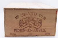 (12) 2003 Chateau Pichon-Longueville au Baron de Pichon-Longueville, Pauillac (OWC) [JR17.5] [WS95]