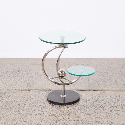 A Deco Style Chrome And Glass Side Table
