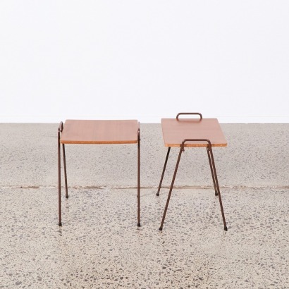 A Pair of Mid-Century Side Tables with Tubular Legs