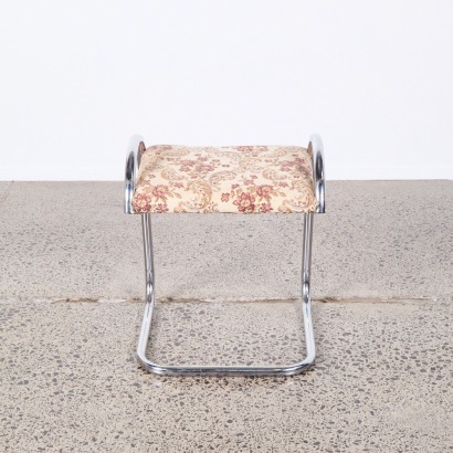 A Mid-Century Chrome Piano Stool