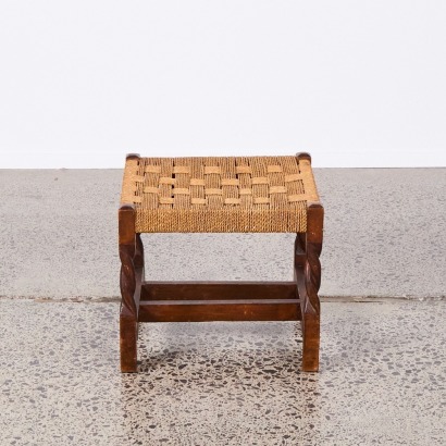 A Woven Stool with Barley Twist Legs